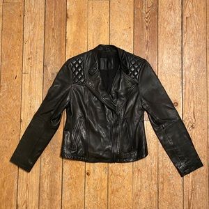 AllSaints Randal Lamb Leather Biker Jacket